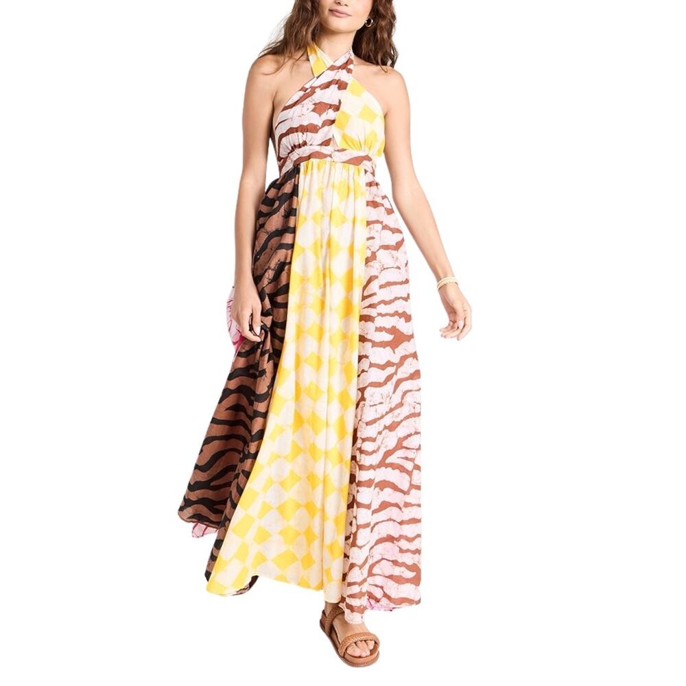 Studio 189 Hand Batik Dyed Maxi Dress $895 NWT XS Multicolor Made In Ghana